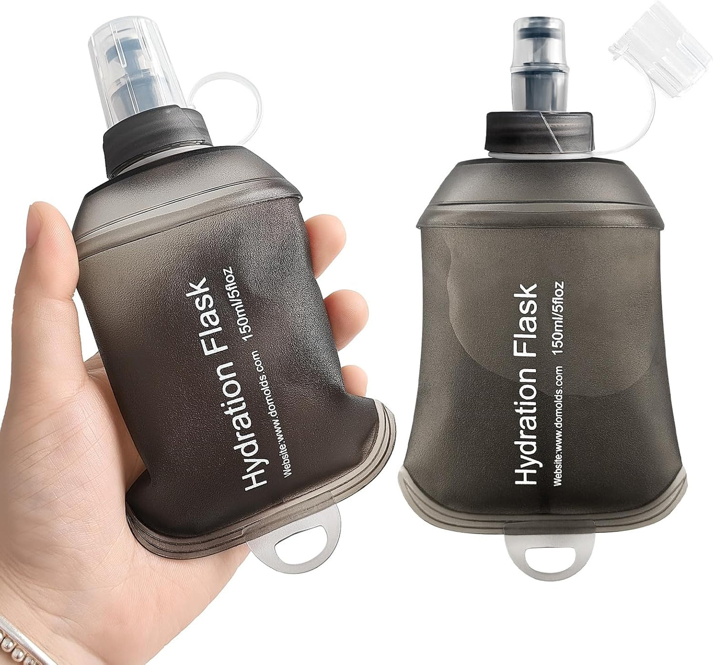 GYGYL Soft Flask, TPU Collapsible Soft Water Bottle for Hydration Pack, Running Vest, Leak-Proof Folding Water Bottle for Hiking Cycling Climbing Jogging-250ml Grey