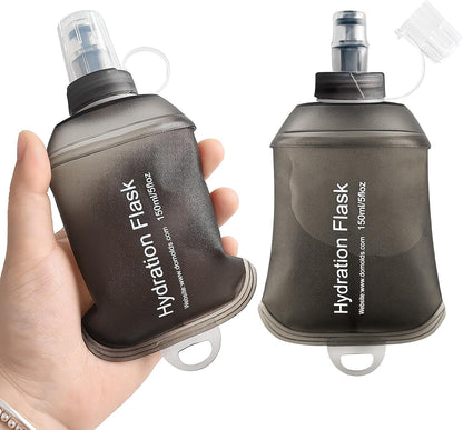 GYGYL Soft Flask, TPU Collapsible Soft Water Bottle for Hydration Pack, Running Vest, Leak-Proof Folding Water Bottle for Hiking Cycling Climbing Jogging-250ml Grey
