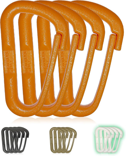 Breakwater Supply™ Hingeless Carabiner Hooks 4 Pack, Small 2-inch Gear Attachment Clips for Backpack, Keys, Keychain, Water Bottle, MOLLE + Ultralight, Tactical, D-Ring, Non-Corrosive, D-Shape