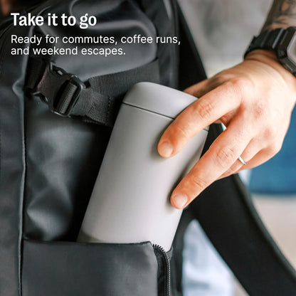 Fellow 16 oz Carter Move Travel Mug - Vacuum-Insulated Stainless Steel Travel Coffee Mug - Coffee Tumbler with Ceramic Interior and Splash Guard - Matte Black