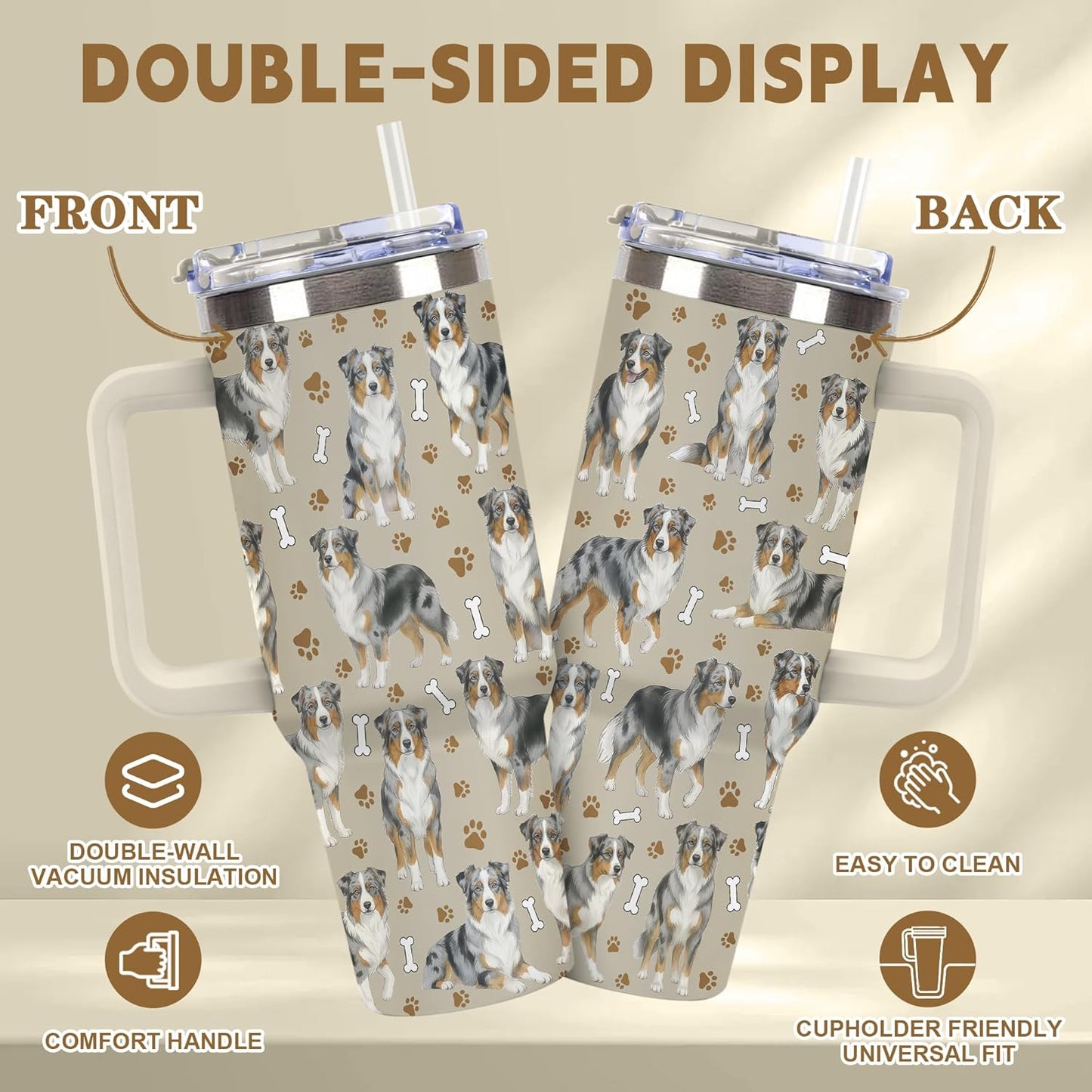 Beagle Gifts for Women Men, 40oz Stainless Steel Insulated Tumbler Travel Cup Mug, Funny and Unique Beagle Gifts for Dog Lover - Colors A