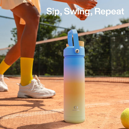 ENCOOL Insulated Water Bottle with Straw Stainless Steel Water Bottle, Leak-Proof, BPA-Free, Double Wall Vacuum Keeps Cold for 24 Hours for Sports, Travel, School (26 oz, Cotton Candy) - Colors B