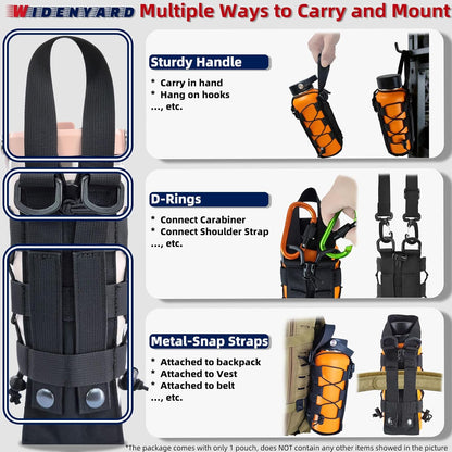 Molle Water Bottle Holder Pouch, 16-77 oz Adjustable Capacity Tactical Bottle Bag, Compatible with Backpack, Vest, Belt for Outdoor Activities