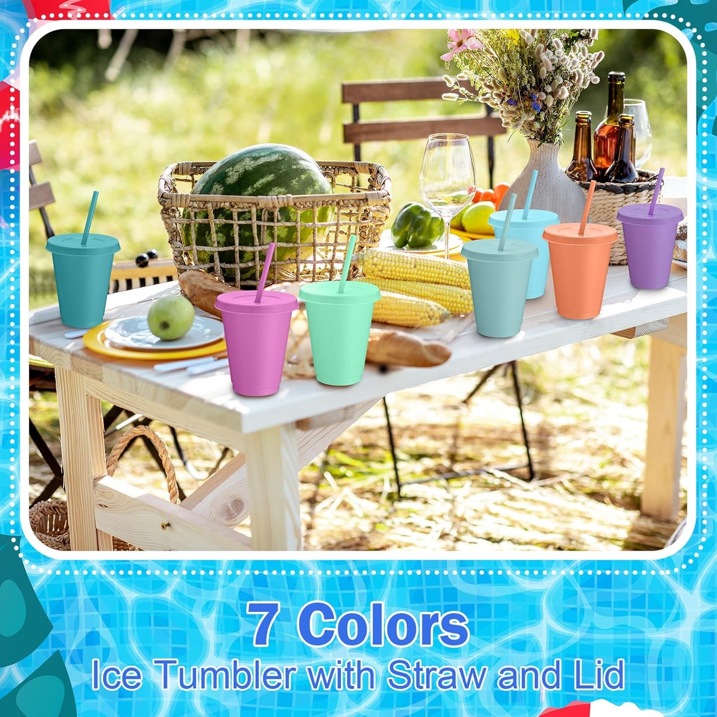 Sieral 30 Pack Cups with Lids and Straws Kids Tumbler with Straw Reusable Water Bottle Iced Coffee Travel Mug Adults Plastic Cups for Parties 16 oz (Candy Colors)