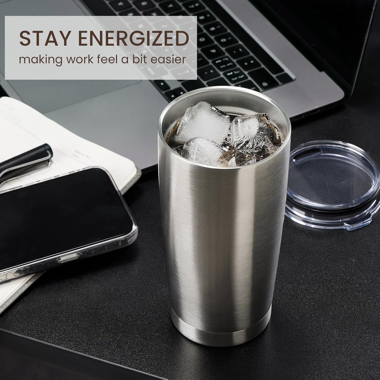 MEWAY 20oz Tumbler Cup Double Wall Vacuum Insulated Travel Mug Bulk, Stainless Steel Tumblers with Lid and Straw, Durable Powder Coated Coffee Cups for Cold & Hot Drinks (Navy, 1)