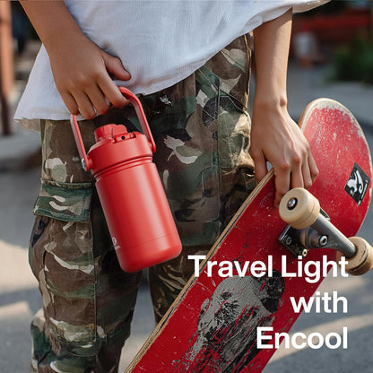 ENCOOL Insulated Water Bottle with Straw Stainless Steel Water Bottle, Leak-Proof, BPA-Free, Double Wall Vacuum Keeps Cold for 24 Hours for Sports, Travel, School (26 oz, Cotton Candy) - Colors B