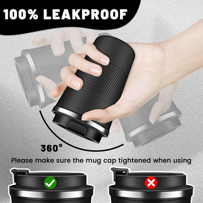 DUBUXW Insulated Coffee Tumblers with Flip Lid 12oz / 17oz, Stainless Steel Travel Coffee Mug Leak Proof, Vacuum Insulated Coffee Mug Reusable Cup, Keeps Cold and Hot for Coffee Tea
