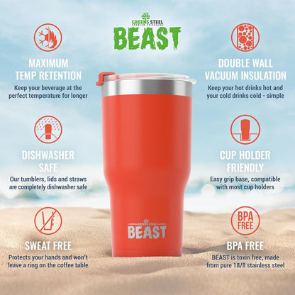 Beast 10 oz Tumbler Stainless Steel Vacuum Insulated Coffee Ice Cup Double Wall Travel Flask (Arctic White)