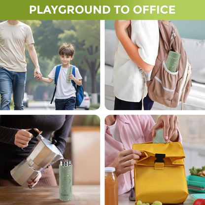 【Upgraded】Exllena Small Insulated Water Bottle 12 oz/350ml– Mini Insulated Water Bottle for Hot & Cold Drinks, Perfect Small Water Bottle for Travel, Purse...(Greyish Blue)