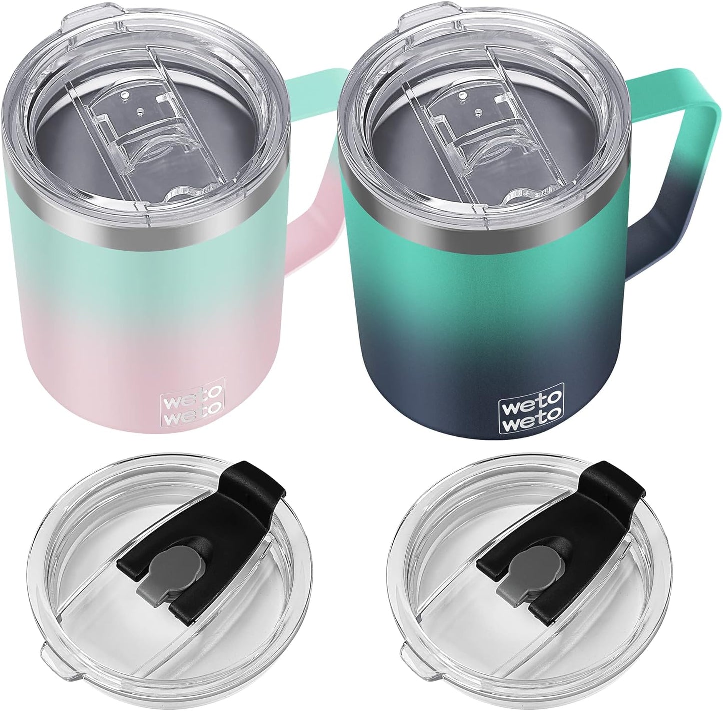 WETOWETO 14 oz Coffee Mug, Vacuum Insulated Camping Mug with Lid, Double Wall Stainless Steel Travel Tumbler Cup, Thermal Coffee Mug, Powder Coated Navy Blue