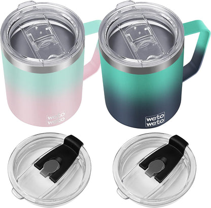 WETOWETO 14 oz Coffee Mug, Vacuum Insulated Camping Mug with Lid, Double Wall Stainless Steel Travel Tumbler Cup, Thermal Coffee Mug, Powder Coated Navy Blue