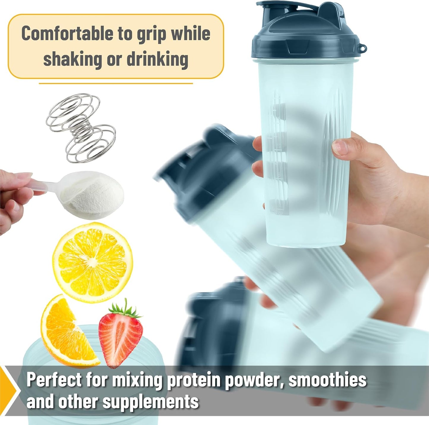 Mr. Pen- Shaker Bottles for Protein Mixes, 28 oz, Leak Proof Shaker Cups with Stainless Steel Wire Whisk Ball for Protein Shakes and Pre Workout