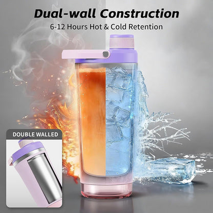 PROCHAIN Insulated Stainless Steel Shaker Bottle, Metal Shaker Cup for Protein Shakes with Storage, Leak-Proof Twist Lock Lid, Perfect for Gym Sports, 20 oz