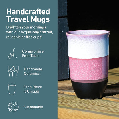 NOVA CERAMICS Coffee Tumbler – Travel Mug - On the Go Coffee Mug – Microwave & Dishwasher Safe Green Coffee Tumbler - Gifts For Women Men Him Her – 16oz – Monsoon