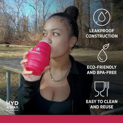HYDAWAY 17oz Travel Collapsible Water Bottle - BPA-Free, Leakproof, Lightweight, Space-Saving
