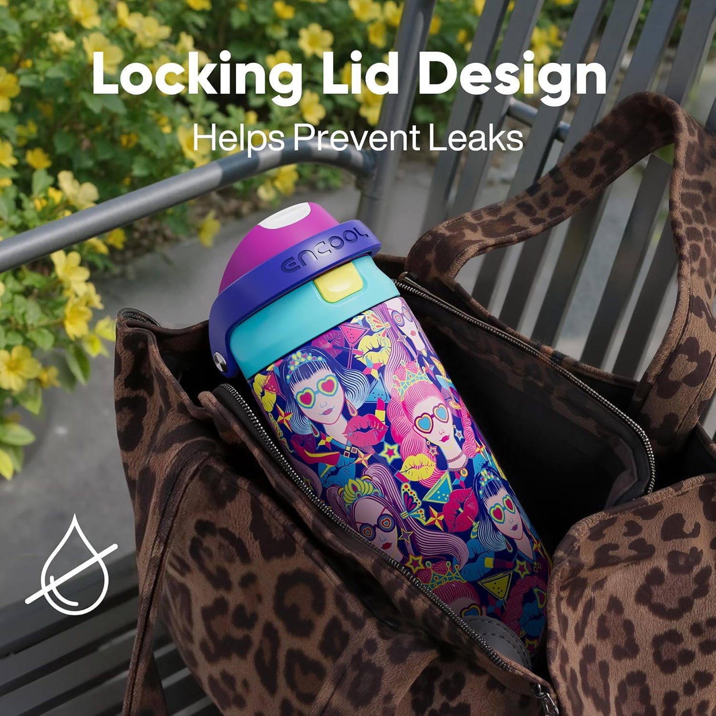 ENCOOL Leakproof Insulated Water Bottle with Straw Dual-Sip Water Bottle Bag-Safe Design for Work, Commute & Gym – Keeps Drinks Cold All Day, 24 oz, Lemonade Pink - Colors A