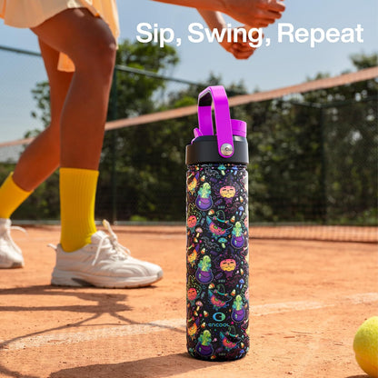 ENCOOL Insulated Water Bottle with Straw Stainless Steel Water Bottle, Leak-Proof, BPA-Free, Double Wall Vacuum Keeps Cold for 24 Hours for Sports, Travel, School (26 oz, Cotton Candy) - Colors C