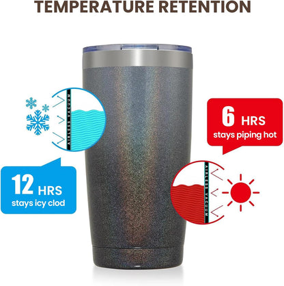 MEWAY 20oz Tumbler Cup Double Wall Vacuum Insulated Travel Mug Bulk, Stainless Steel Tumblers with Lid and Straw, Durable Powder Coated Coffee Cups for Cold & Hot Drinks (Navy, 1)