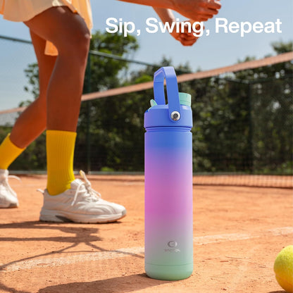 ENCOOL Insulated Water Bottle with Straw Stainless Steel Water Bottle, Leak-Proof, BPA-Free, Double Wall Vacuum Keeps Cold for 24 Hours for Sports, Travel, School (26 oz, Cotton Candy) - Colors C