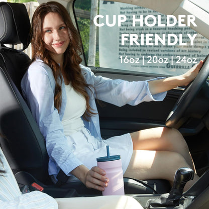 COKTIK 24oz Insulated Tumbler with Lid and Straw Iced Coffee Cup Reusable Stainless Steel Travel Mug Water Bottle Cupholder Friendly for Women Men Her Him (Blush)