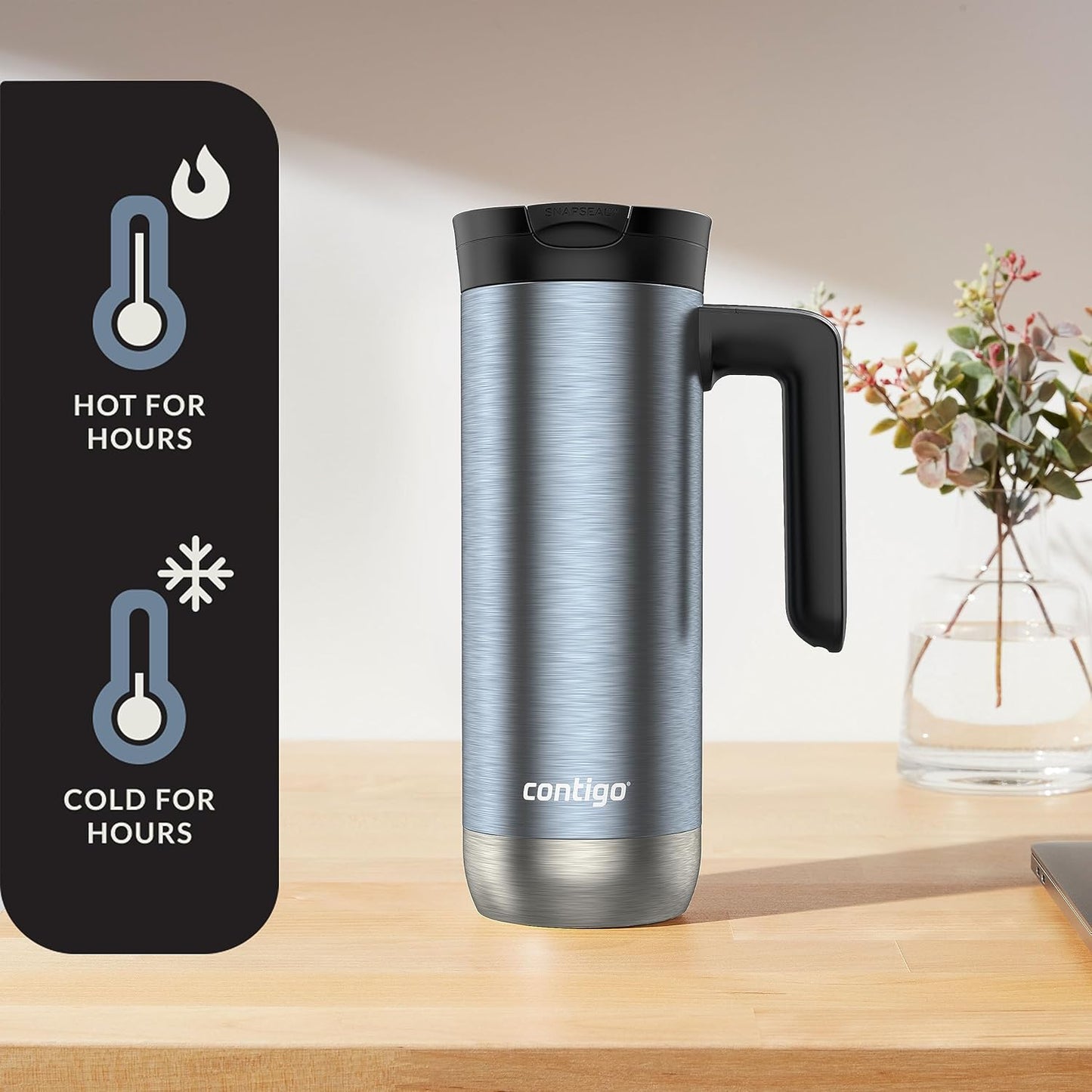 Contigo Superior 2.0 Stainless Steel Travel Mug with Handle with SNAPSEAL Lid, 20oz.