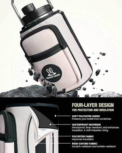 Sports rabbit Universal Water Bottle Holder – Durable Oxford & Neoprene Hybrid Design Compatible with Stanley 30/40oz Handled & 64/87oz Straight Tumblers, Adjustable Strap for Gym, Travel, Outdoors