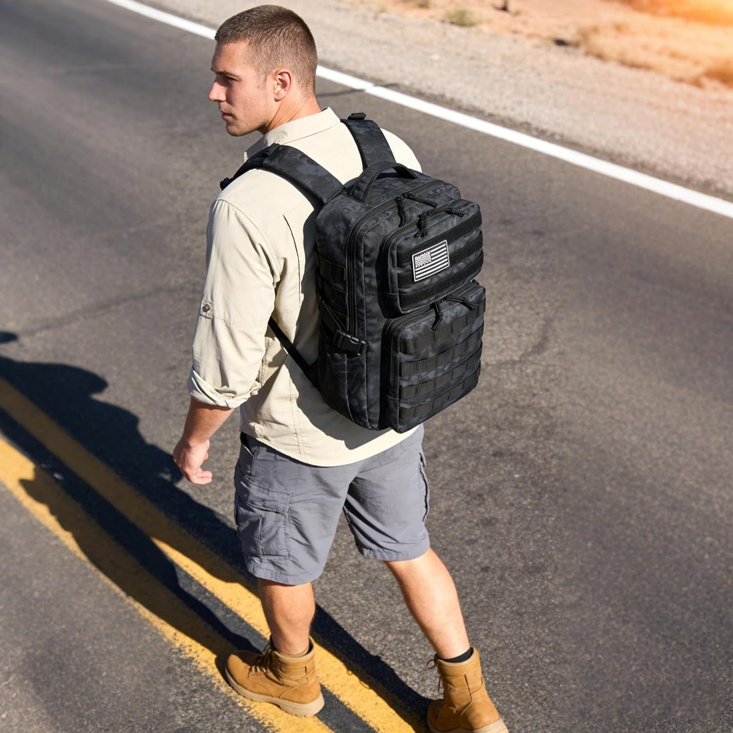 Wotony Military Tactical Backpack for Men Waterproof Daypack 3 Day Assault Pack Molle Bag with Water Bottle Holder