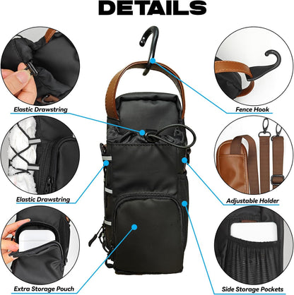 JACZZO Magnetic Gym Bag for Men and Women, Magnetic Water Bottle Holder for Gym, Small Gym Bag, Gym Gifts for Women and Men (Black, <40 OZ)