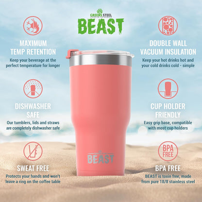 Beast 10 oz Tumbler Stainless Steel Vacuum Insulated Coffee Ice Cup Double Wall Travel Flask (Arctic White)