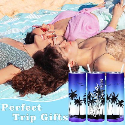 Girl Trip Gifts for Women, Personalized Girls Trip Tumblers with Name Text, Custom Beach Tumbler, Road Trips Vacation Cruise Cup with Lid and Straw, Bachelorette Party Girl Weekend Gift For Friend
