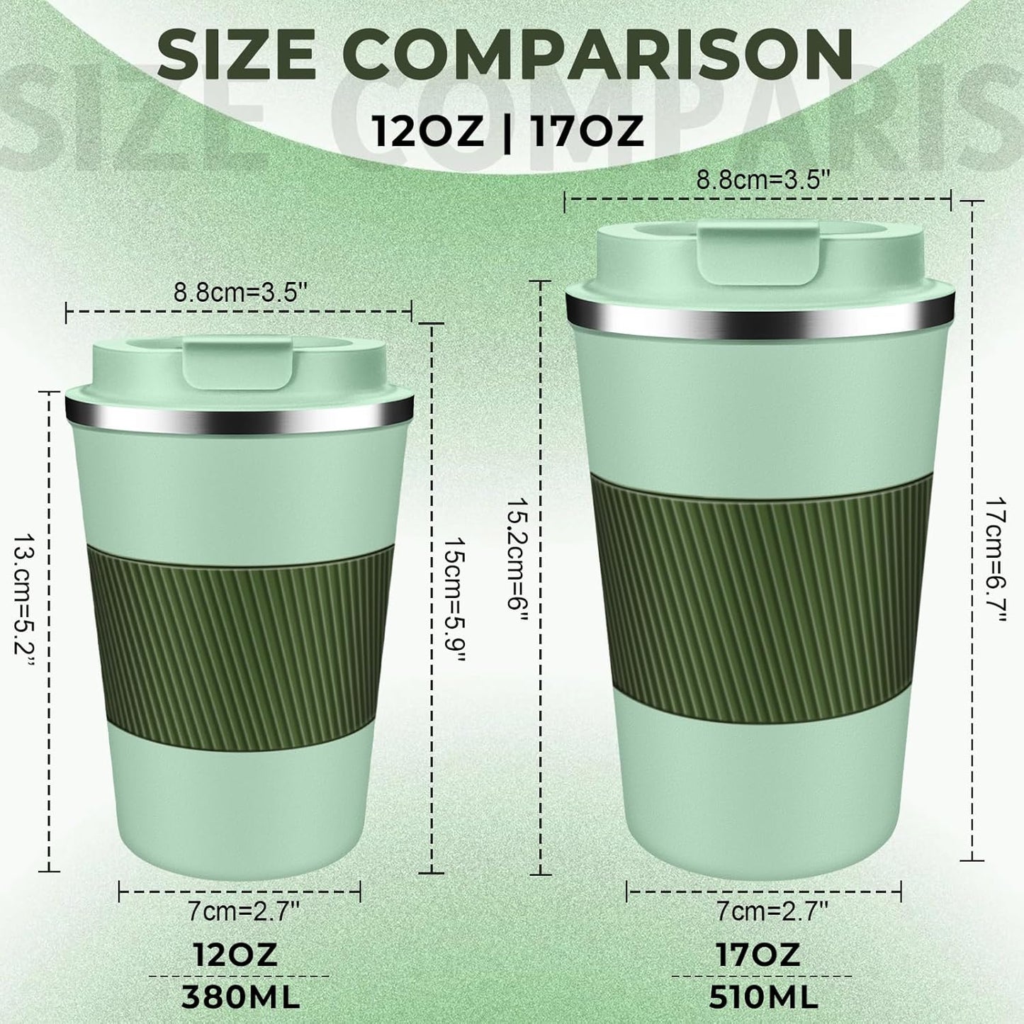 Insulated Coffee Tumbler 12 oz, Stainless Steel Coffee Mug with Lids, Travel Coffee Mug Leak Proof, Double Wall Vacuum Insulated Reusable Coffee Cup, Keep Drinks Hot and Cold (Sky Blue, 12 Ounces)
