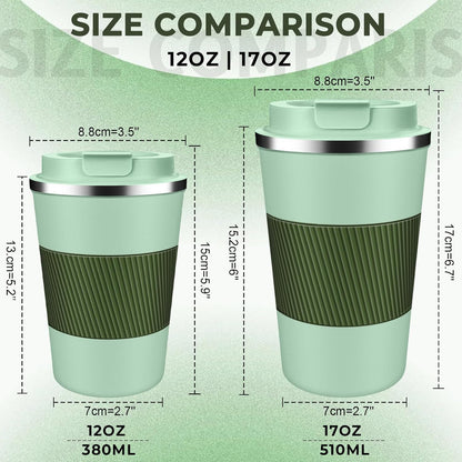 Insulated Coffee Tumbler 12 oz, Stainless Steel Coffee Mug with Lids, Travel Coffee Mug Leak Proof, Double Wall Vacuum Insulated Reusable Coffee Cup, Keep Drinks Hot and Cold (Sky Blue, 12 Ounces)
