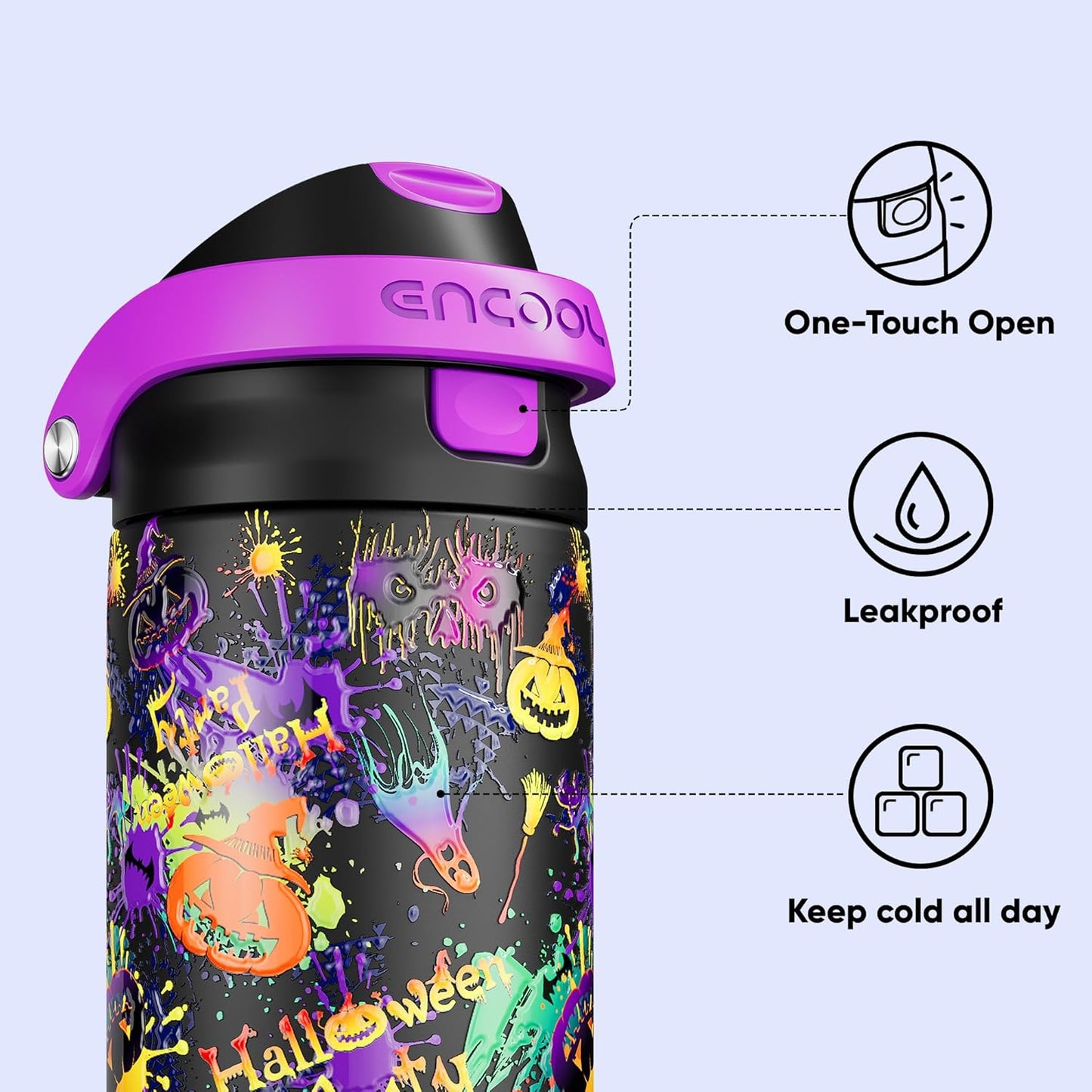 ENCOOL Leakproof Insulated Water Bottle with Straw Dual-Sip Water Bottle Bag-Safe Design for Work, Commute & Gym – Keeps Drinks Cold All Day, 24 oz, Lemonade Pink - Colors A