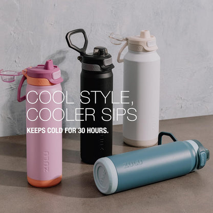 ZULU Powerfill Pro 32oz Stainless Steel Water Bottle with Quick Fill Lid, Triple Walled Vacuum Insulated Metal, Leak Proof Locking Lid, Sip and Chug, Reusable BPA Free, High Tide