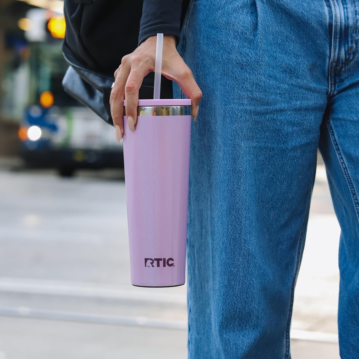 RTIC 20oz Everyday Tumbler Insulated Stainless Steel Portable Travel Coffee Cup with Straw, Ceramic Lining, Spill-Resistant Lid, BPA-Free, Hot and Cold Drink, Beach