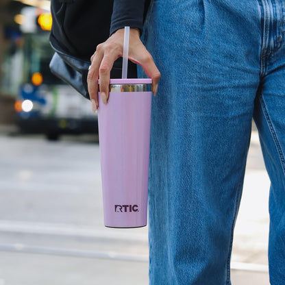 RTIC 20oz Everyday Tumbler Insulated Stainless Steel Portable Travel Coffee Cup with Straw, Ceramic Lining, Spill-Resistant Lid, BPA-Free, Hot and Cold Drink, Beach