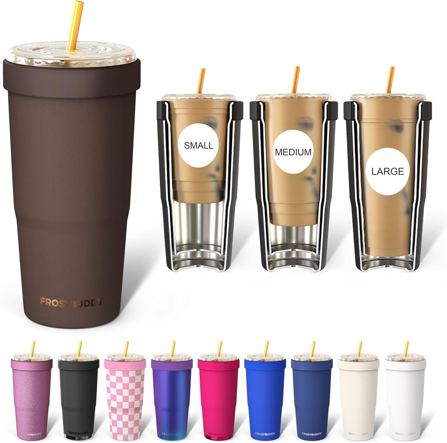 Frost Buddy Togo Buddy | 30 oz Stainless Steel Vacuum Insulated Tumbler | To Go Coffee Cup – Iced Coffee Cups, Iced Coffee Sleeve, Travel Mug, Thermal Cup for Hot & Cold Drinks, Dunkin Cup (Pencil) - Colors A