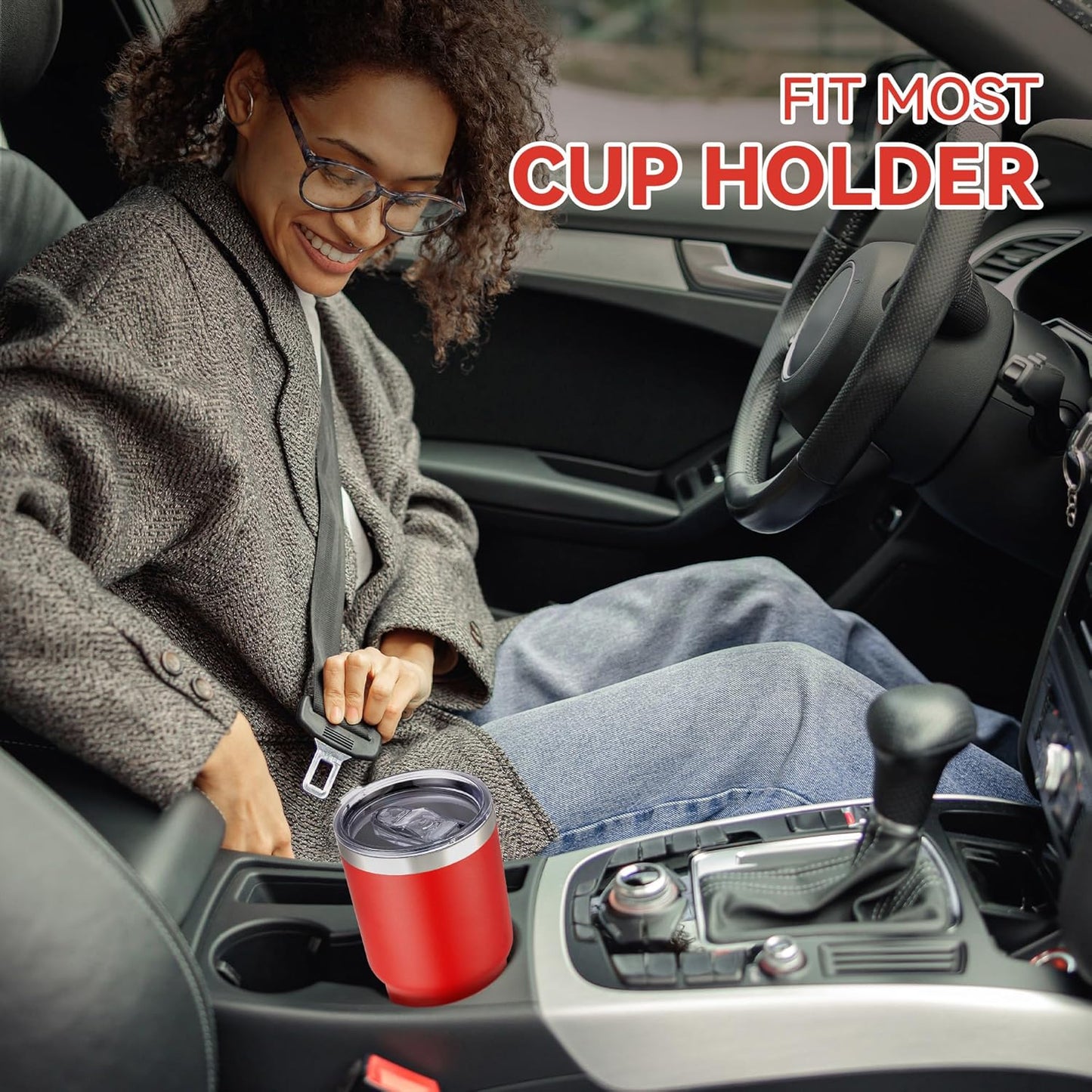30 oz Tumbler with Lid Stainless Steel Tumblers Vacuum Insulated Cup Reusable Powder Coated Travel Mug Double Wall Leak Proof Portable Cups Keep Cold Drinks for 12 Hours, Stainless, 1 Pack