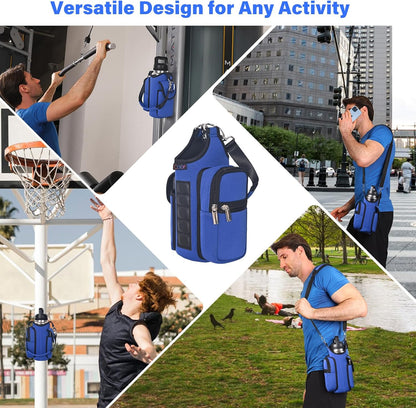 icolor Magnetic Gym Bag Water Bottle Carrier Holder with Phone Pockets & Shoulder Strap,Gym Magnetic Bag 5 Built-in Magnets Gym Accessories Organizer Sling Bottle Bag Pouch Sleeve