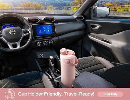POWCAN 26 oz Insulated Water Bottle with 2-in-1 Straw and Spout Lid, Keep Cold 24H, Leak-Proof, Fits in Car Cup Holder, Stainless Steel Water Bottle for Sports, Travel, and School (Mint)