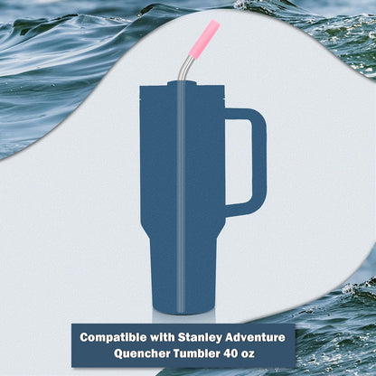 for Stanley Quencher 40oz Tumbler 6x Metal Stainless Steel Straws, 12inch Replacement Extra Long/Tall Straws for Stanley Cup 40oz Drinking Reusable Accessories (3x Straight & 3x Bent)