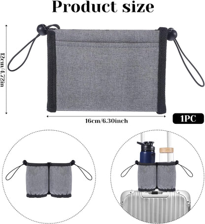 Luggage Cup Holder for Suitcases, Luggage Travel Cup Holder Free Hand Drink Carrier Hold Two Coffee for Most Flight Attendants, Travel Essentials, Business People (Grey)