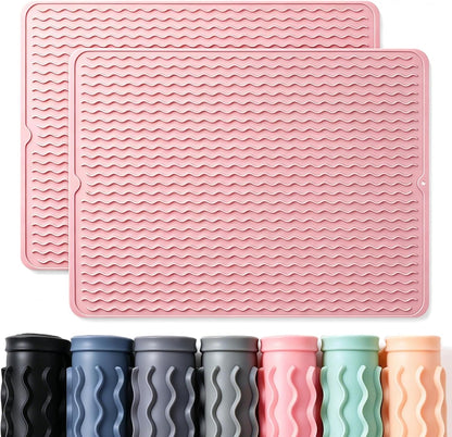 2 Pack Caketime Silicone Dish Drying Mat for Kitchen Counter Heat Resistant Under Sink Waterproof Coffee Bar Accessories Dining Rack Stone Utensil Holder Countertop Decor Must Haves 2026