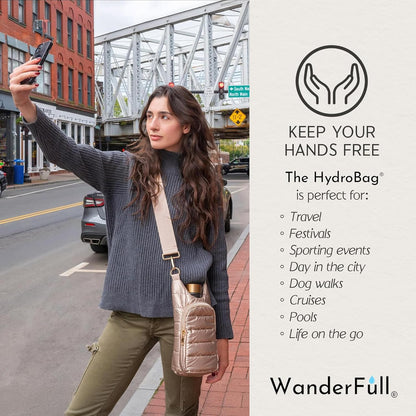 WanderFull Original HydroBag Fits Up to 32 oz Water Bottle Holder with Strap – Hands-Free Crossbody Water Bottle Carrier Bag with Phone Pocket - Colors B