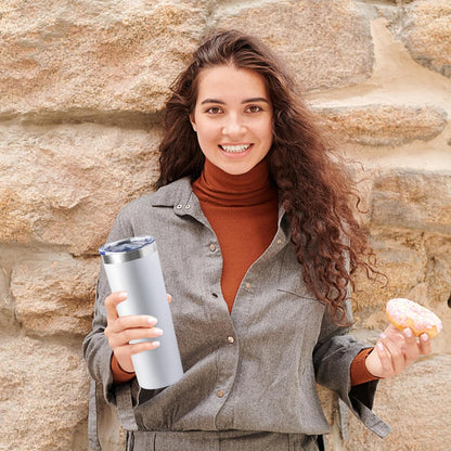 20 oz Skinny Tumblers with Lid and Straw,Stainless Steel Vacuum Insulated Tumbler Cup Double Wall Travel Coffee Mug, Thermal Water Tumbler for Hot and Cold Drinks(Rose Gold,1)