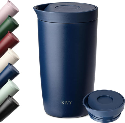 KIVY Travel Coffee Mug Tumbler [24h Cold | 6h Hot] Insulated Coffee Tumbler Stainless Steel - Leak Proof Coffee Travel Mug - 12oz Insulated cup to go for hot & cold drinks - Cups for Women & Men