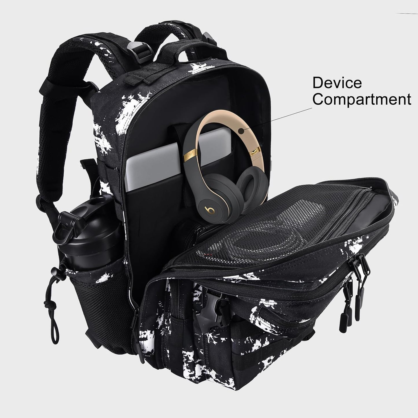LHI Military Tactical Backpack for Men and Women 45L Army 3 Days Assault Pack Bag Large Rucksack with Molle System - Black - Colors A