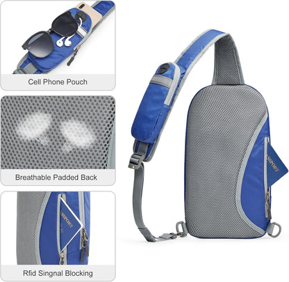 G4Free Sling Bag RFID Blocking Lightweight Crossbody Backpack Chest Shoulder Bag for Travel Sports Running