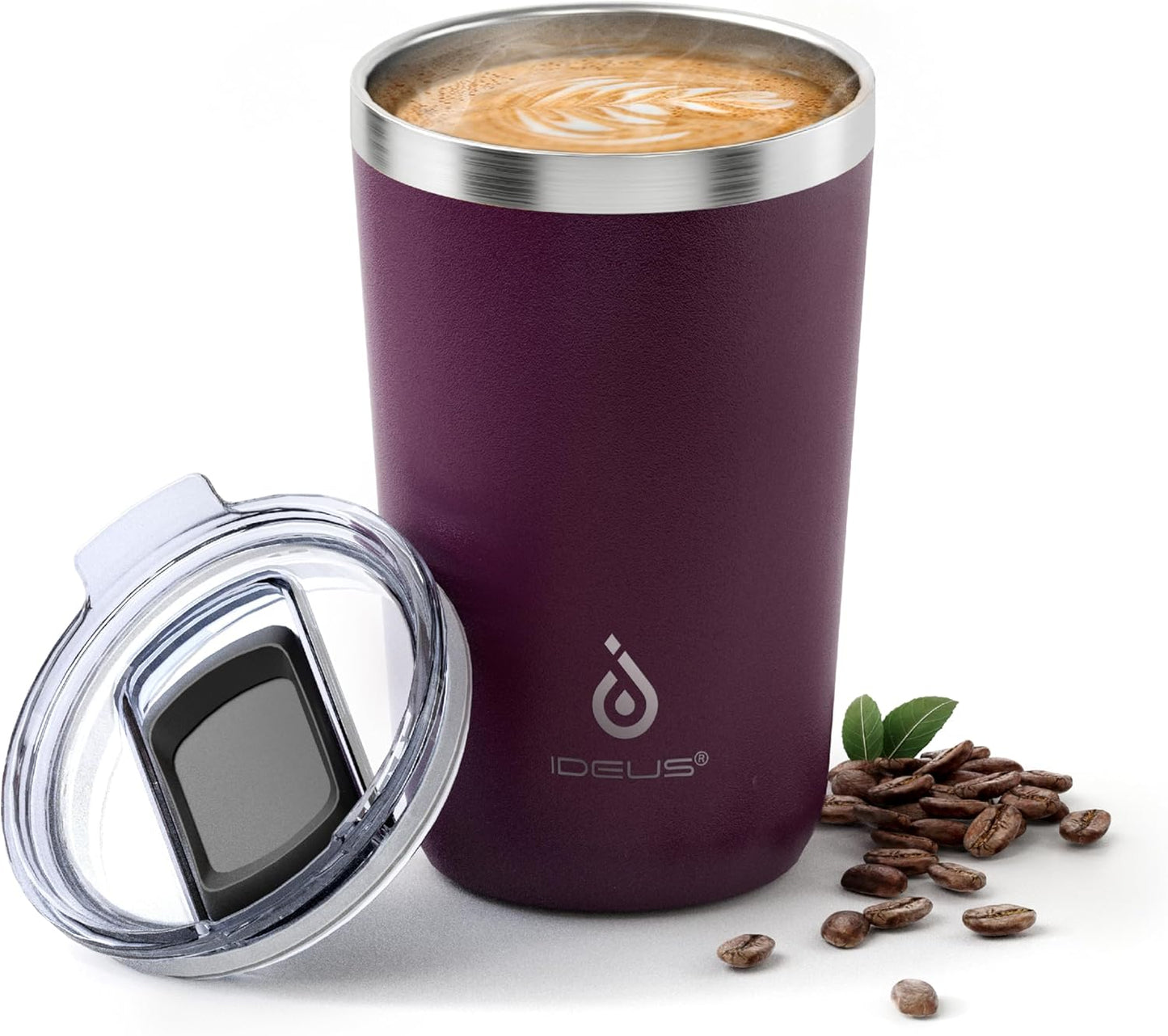 Ideus 20 oz Tumbler, Travel Coffee Mug with Splash Proof Sliding Lid, Double Wall Stainless Steel Vacuum Insulated Coffee Mug for Home and Office, Keep Beverages Hot or Cold, Avocado Green