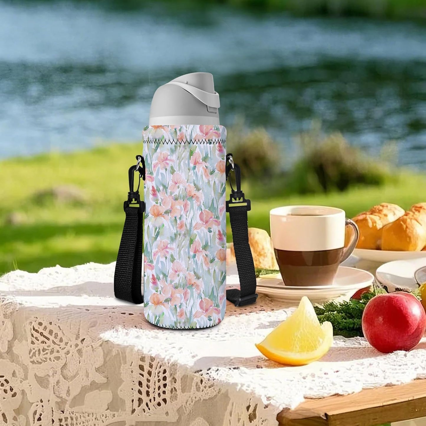 Neoprene 500ML/750ML/1000ML Water Bottle Bag Carrier, Portable Insulated Bottle Sling Holder Case Pouch with Adjustable Shoulder Strap for Men Women Walking Hiking Running